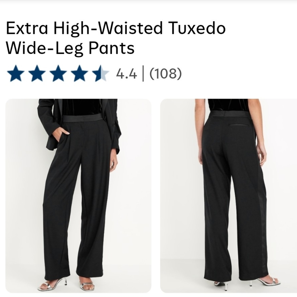 Brand New Old Navy Black Wide-Leg Tuxedo Pants